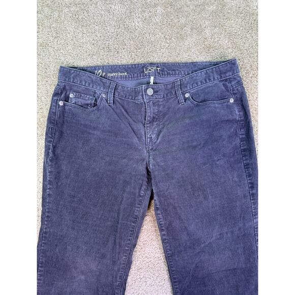 Ann Taylor Loft Pants Womens 10P Gray Corduroy Curvy Boot Cut Stretch 34x30 D303 - Picture 2 of 13